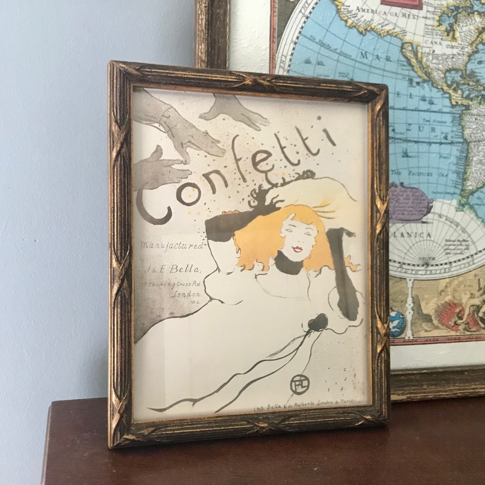 French Confetti Print in Vintage Frame